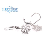 14KWG Lever-back Snowflake Earrings with Diamonds